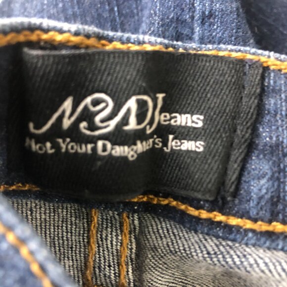 NYDJ Women's Bootcut Dark Wash Jeans Size 6 Blue Rhinestone Embellished Pockets - Picture 4 of 11